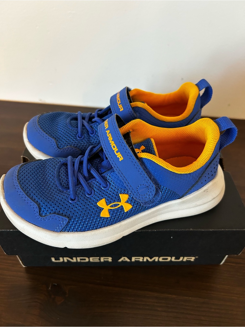 Under Armour Kids Blue and Orange Athletic Sneakers